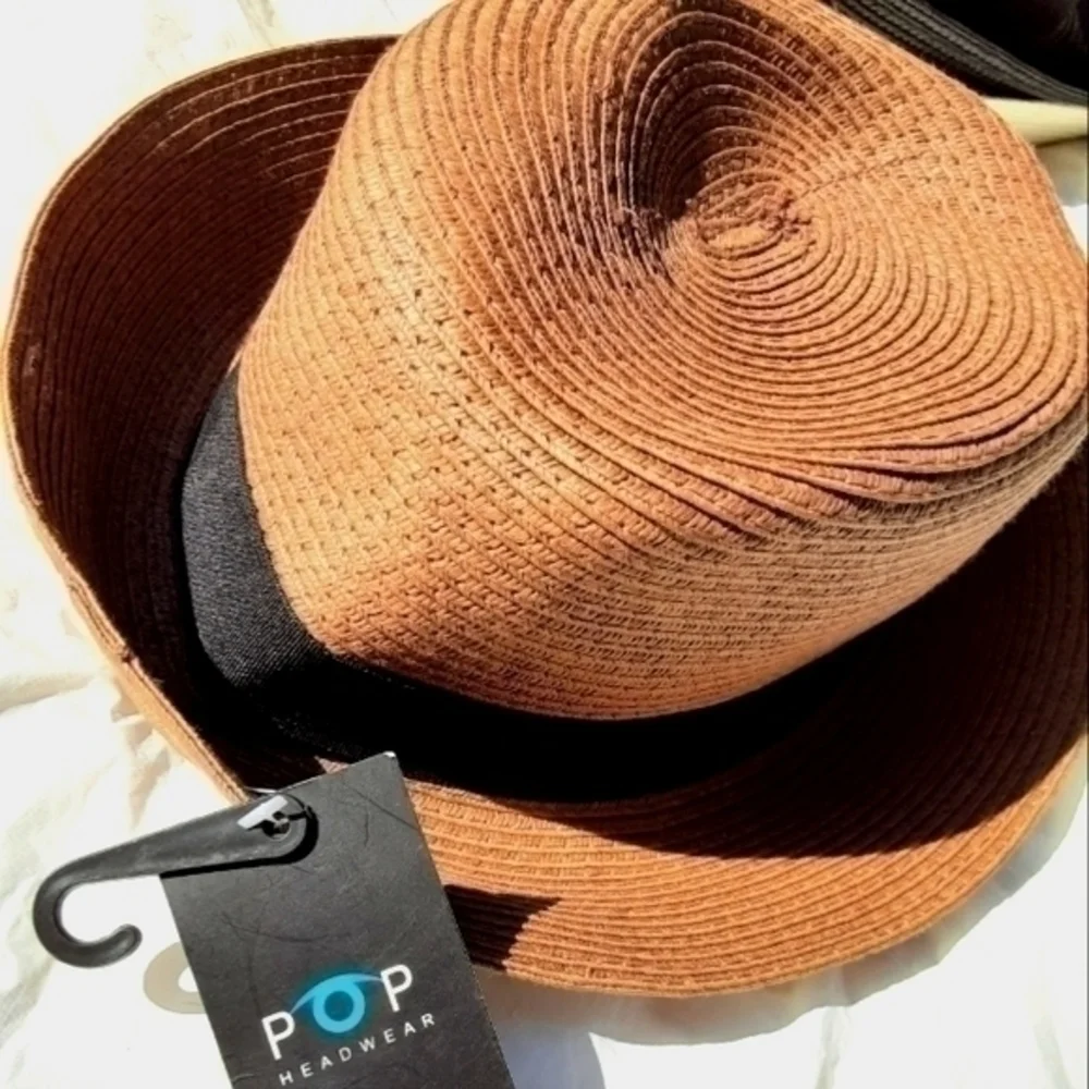 Pop Headwear Straw Fedora Hat- Chocolate